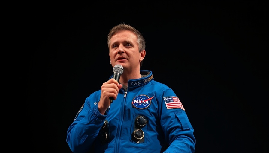 Suni Williams in NASA uniform speaking at Moonwalkers Boston event.