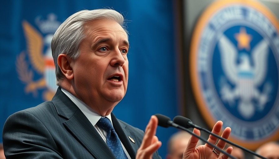 Speaker addresses cutting mRNA research funding, official backdrop.