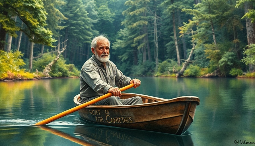 Watercolor of a man rowing on a serene river, lush backdrop, Winslow Homer Watercolor Exhibition Boston.