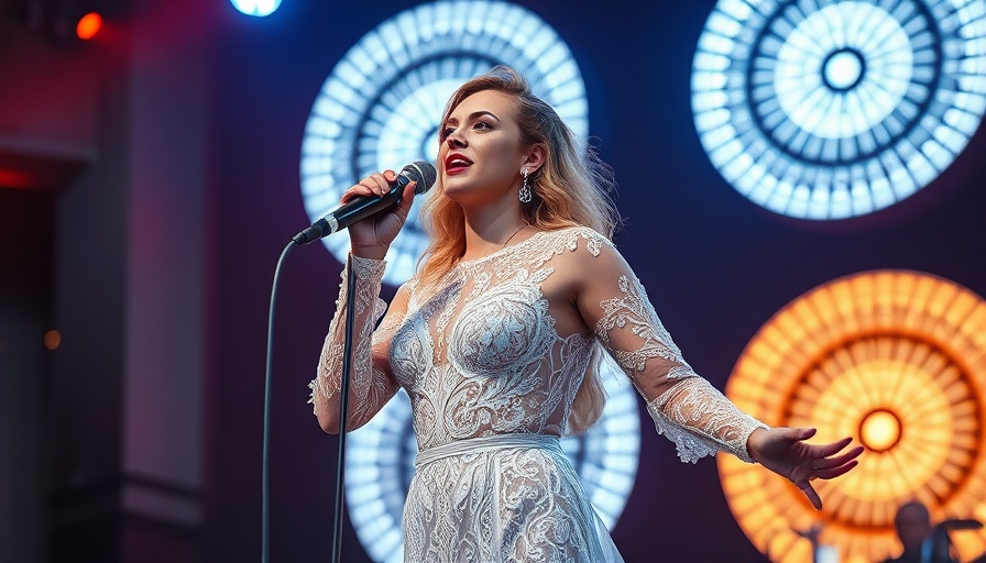 Dynamic pop performance at Boston event, female singer in lace.