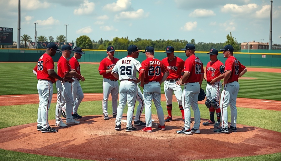 Boston Red Sox players confer on the mound, related to Jordan Hicks injury.