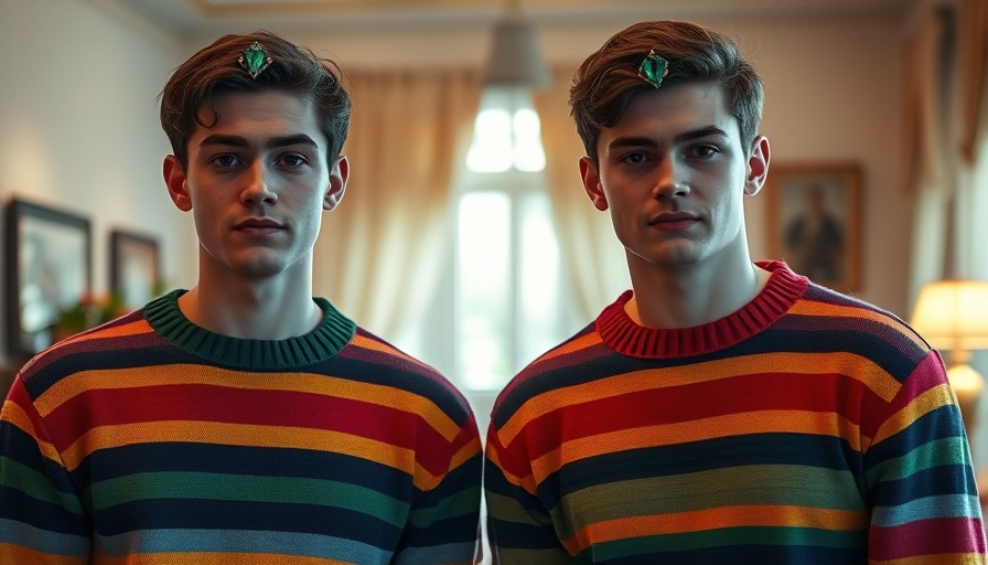 Two men with diamond headpieces in warm-lit room, Twinless review.
