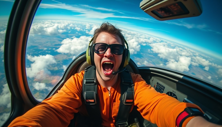 Excited man experiencing 7 Gs with Blue Angels in cockpit.