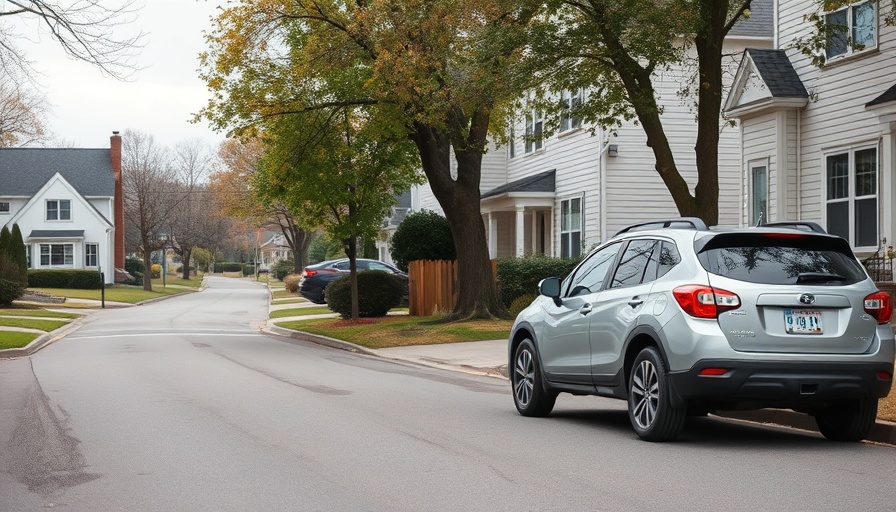 Suburban street in Lynn with parked SUV and residential building.