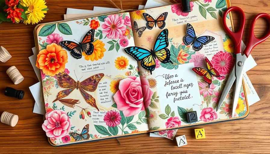 Colorful junk journal layout with floral and nature elements, highlighting junk journaling trends.