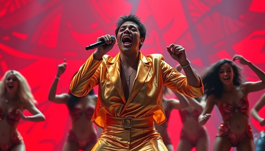 Energetic Dua Lipa concert performance with dynamic dancers, vivid lighting.