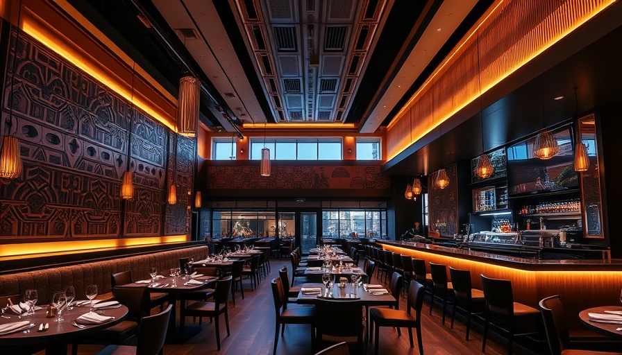 Modern restaurant interior with neon lighting in Boston, 2025.