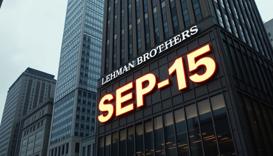 Lehman Brothers sign on building symbolizes financial crisis.