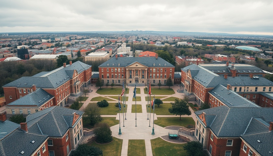 Boston University campus aerial view, highlighting historic architecture.
