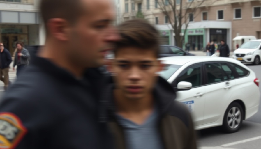 Milford teen ICE detention scene with a young individual being detained outdoors.