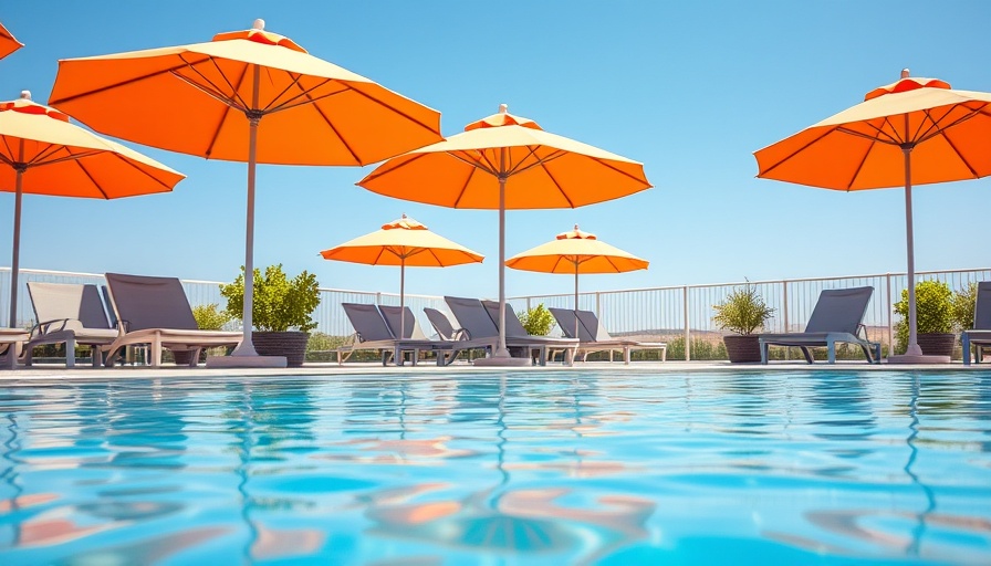 Poolside view at Beachside Hotel Nantucket with loungers and umbrellas.