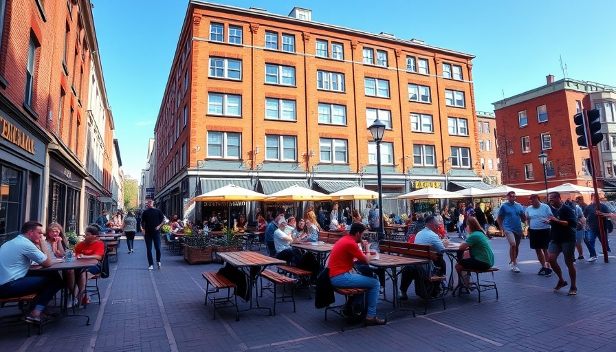 Pedestrianization of Harvard Square with outdoor seating.