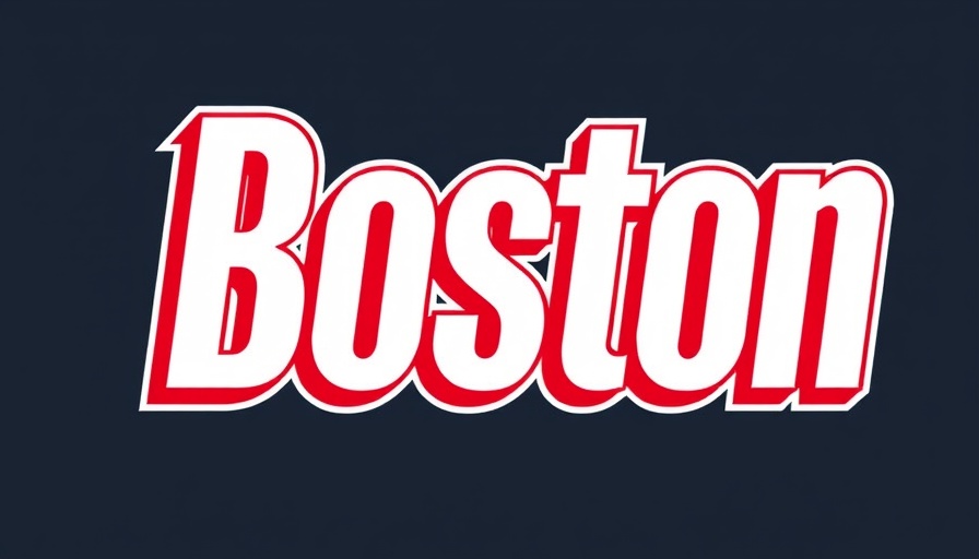 Bold Boston logo design in red and white.