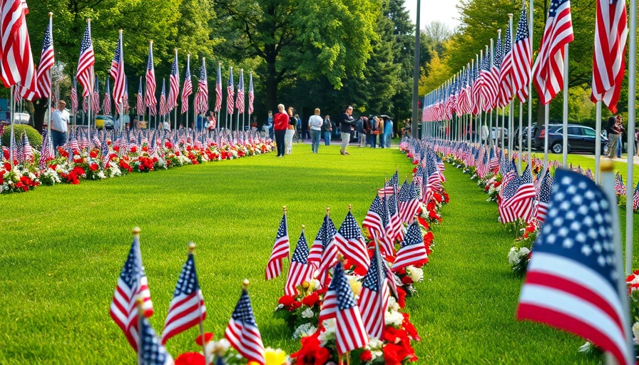 American flag memorial tribute in a park setting reflecting social influence.