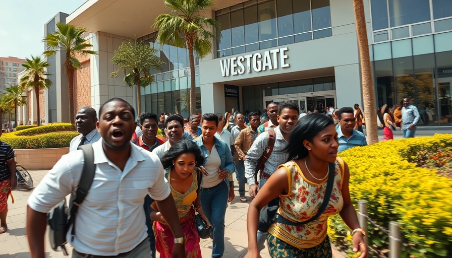 People fleeing Westgate Shopping Mall during Nairobi shopping mall attack.