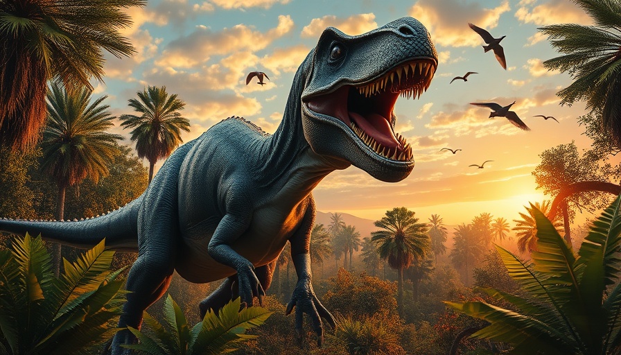 Joaquinraptor Casali dinosaur discovery illustration in a prehistoric setting.