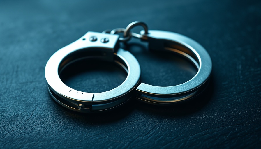 Close-up of handcuffs on wood, symbolizing the Fairhaven sentencing.
