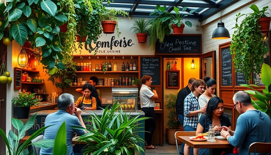 Vibrant dining scene at Somerville restaurant with colorful decor.