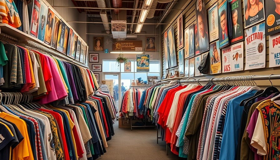 Vibrant secondhand clothing store in Greater Boston with colorful racks.