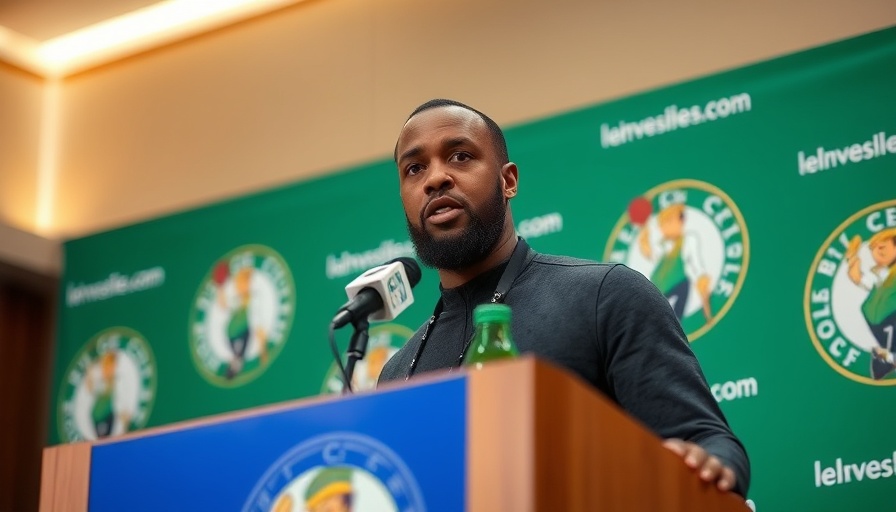 Celtics introduce new owners at press conference backdrop.