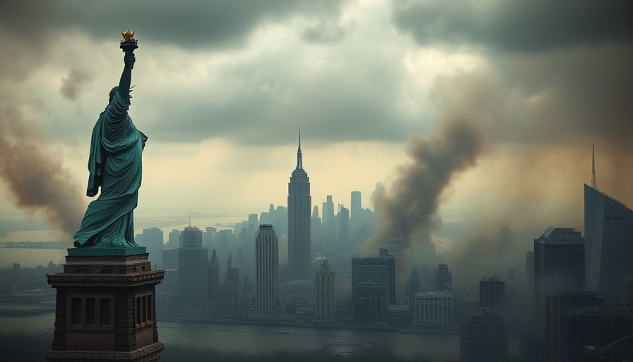 Cloverfield Movie Review: Damaged Statue of Liberty and chaotic cityscape.