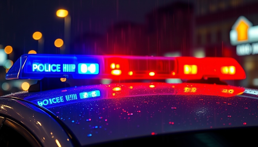 Police lights flashing at night amid Rehoboth tragic incident.