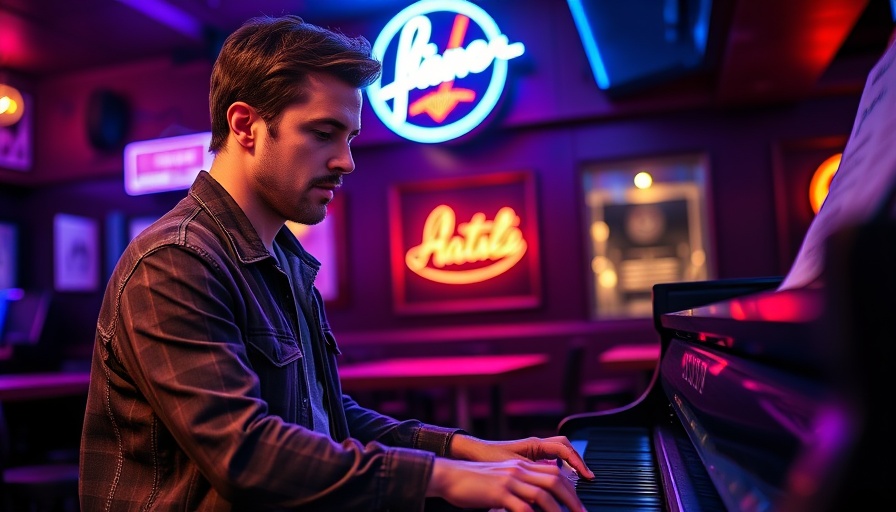 Charlie Day performance at The 88 Club in Boston under neon lights.