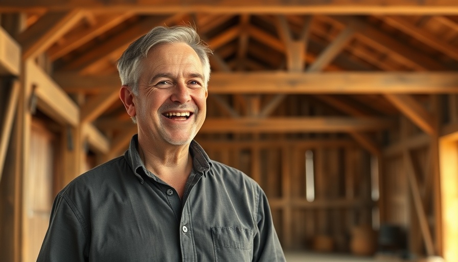 Middle-aged man in a rustic barn discussing long-term recovery treatment in Massachusetts.