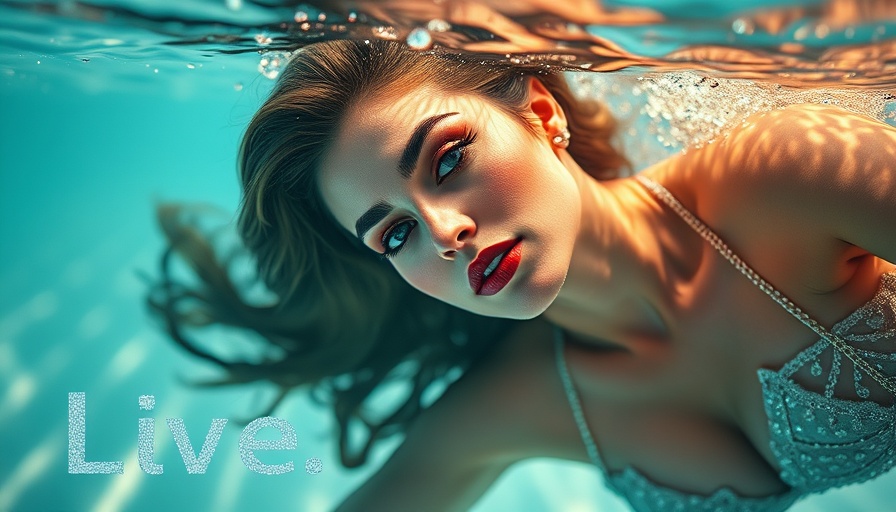 Glamorous woman submerged indicating Taylor Swift’s The Life of a Showgirl Easter Eggs, in a dreamy underwater scene.