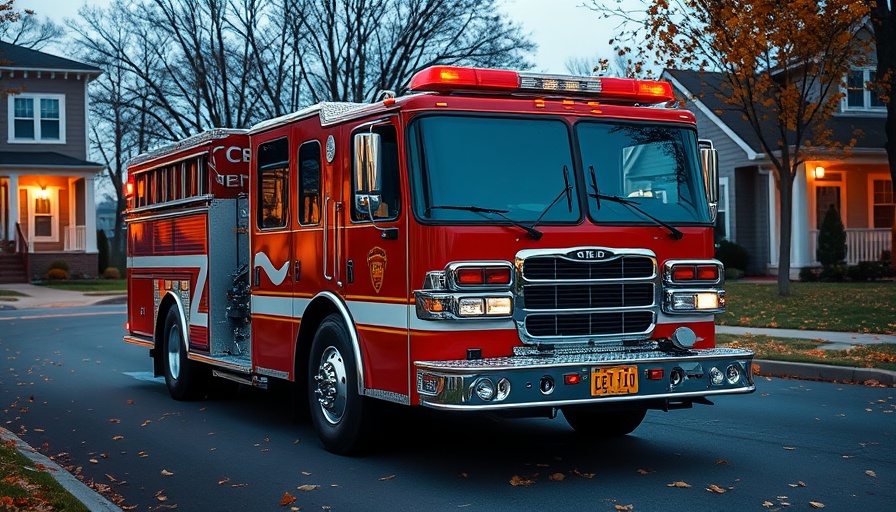 Chelmsford fire engine parked on suburban street during house fire response.