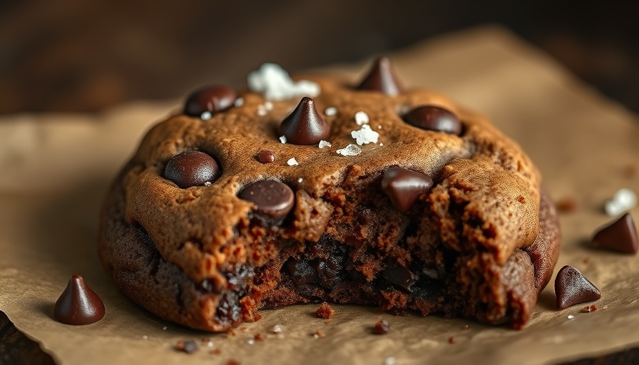 Healthy single-serve chocolate chip brownie cookie with sea salt.