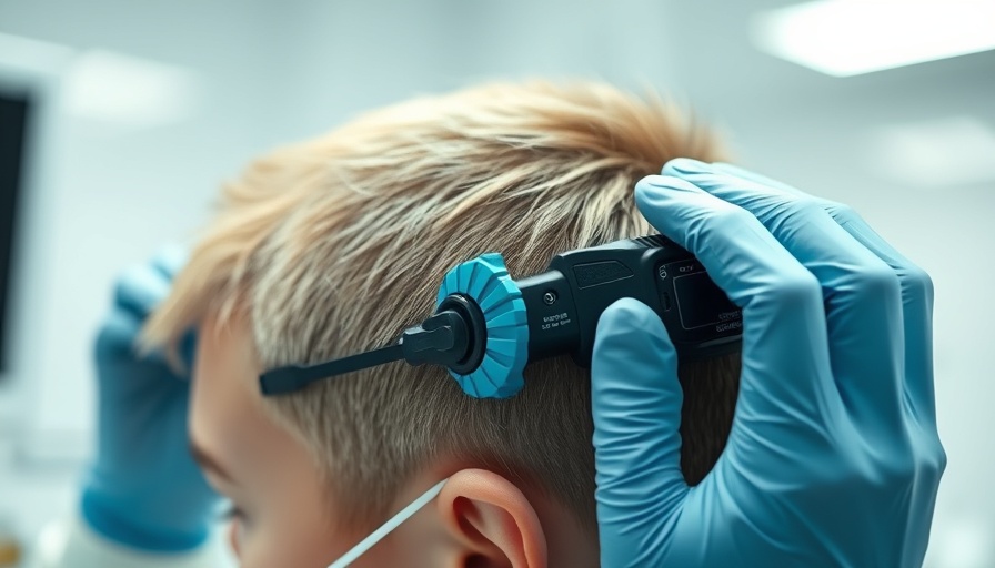 Device installation illustrating brain implant converting thoughts to speech.