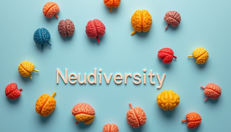 Colorful brains around 'Neurodiversity' text highlighting mental health for autism.