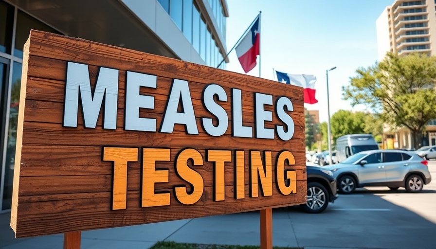 Measles testing sign outside building for West Texas outbreak.