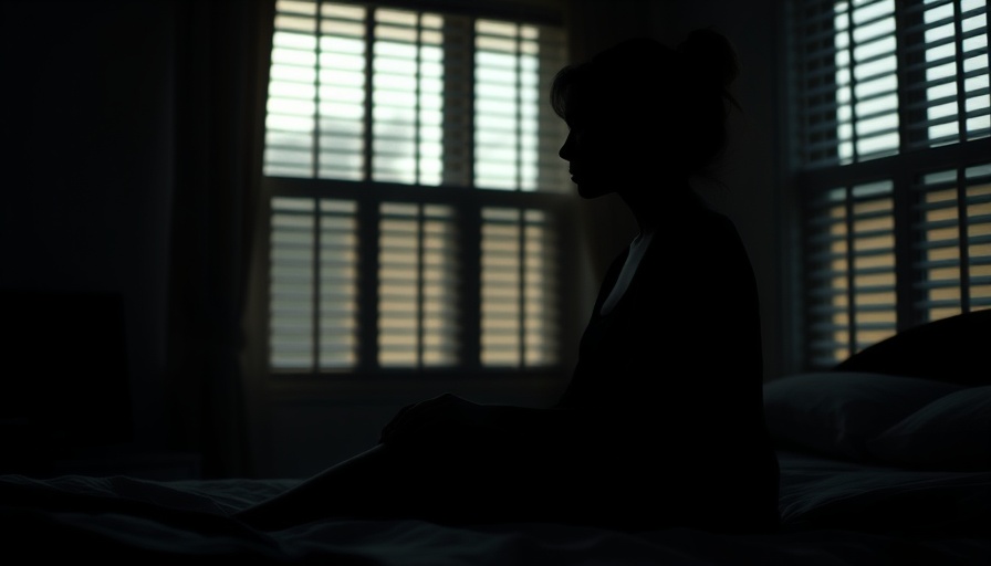 Silhouette of woman sitting on bed, reflecting on sleep.
