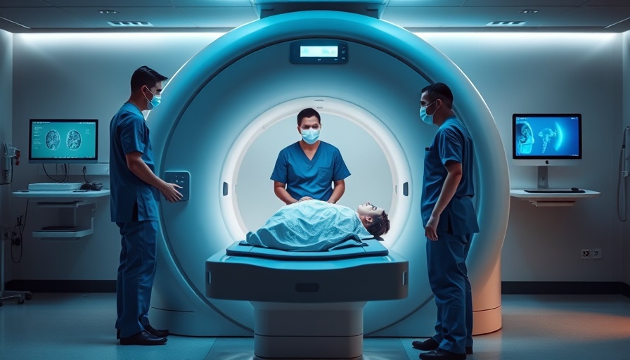 Technicians preparing a full-body MRI scan in a modern hospital.
