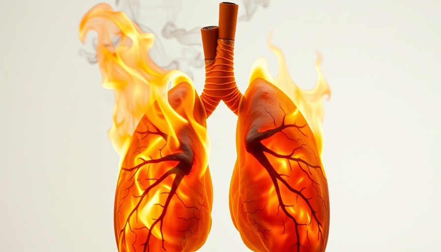 Conceptual image of burning lungs representing smoking hazards.