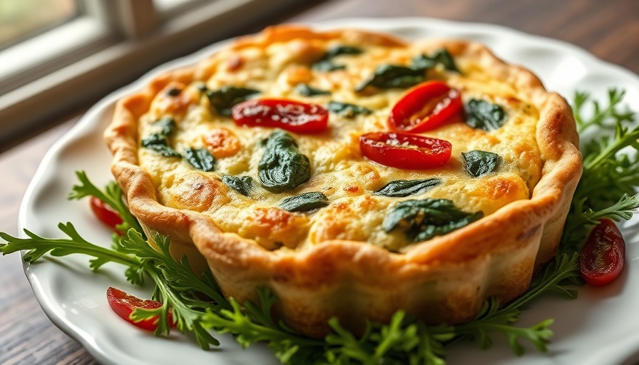 Slice of Spinach Sun-Dried Tomato Puff Pastry Quiche with salad.