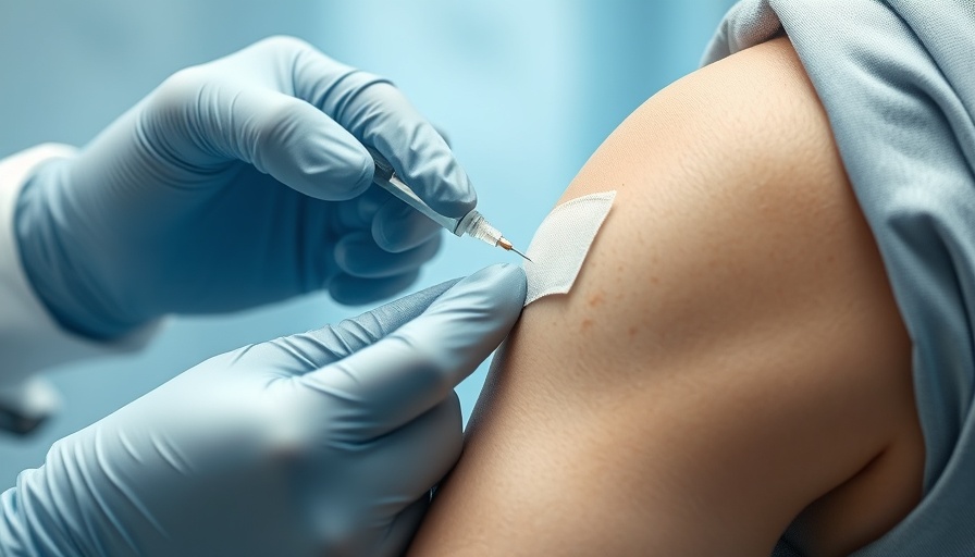 Healthcare professional bandaging arm after whooping cough vaccination.