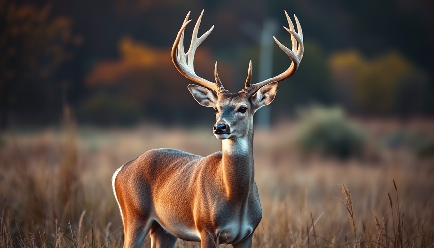 Majestic white-tailed deer standing alert in a field during hunting season.