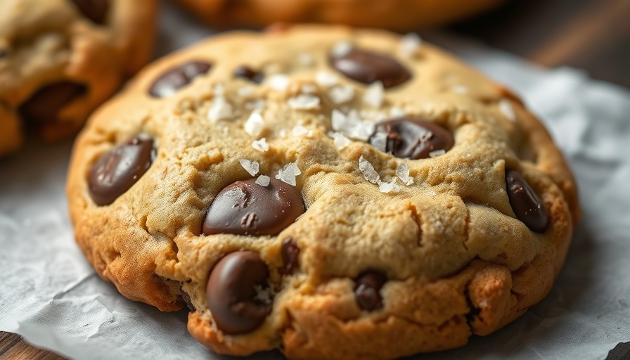 Paleo Chocolate Chunk Tahini Cookies on parchment paper.