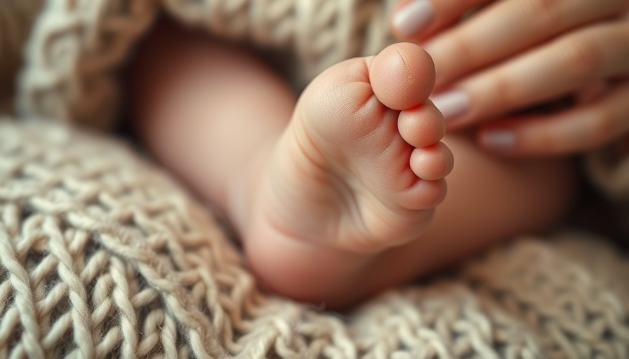 Newborn health screenings, close-up of tiny hand and foot.