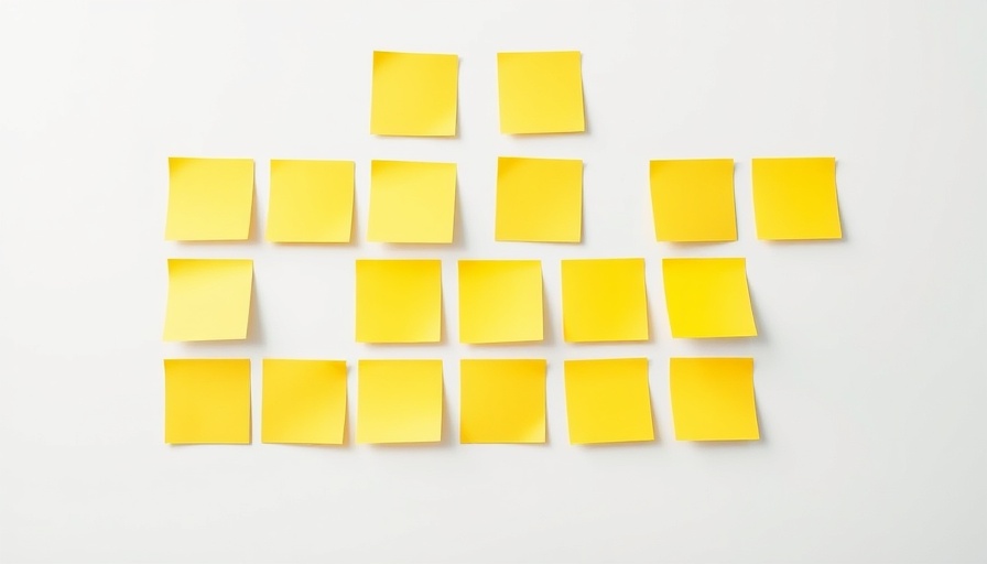 Yellow sticky notes arranged neatly, memory issues signs concept.