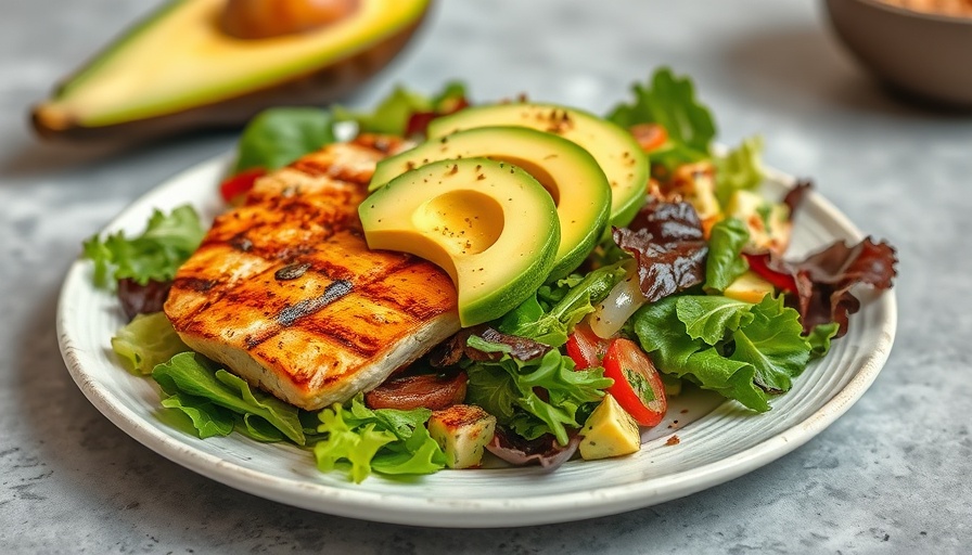Spicy Ranch Chopped Chicken Cabbage Salad with avocado.