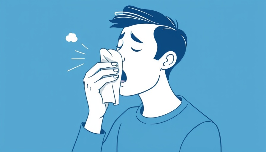 Stylized person sneezing into handkerchief, uncommon allergy symptoms