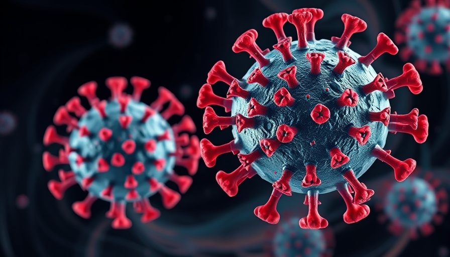 3D rendering of COVID-19 variant NB.1.8.1 virus particles.