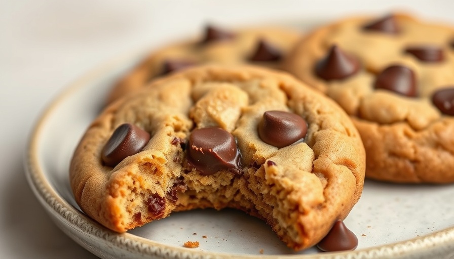 Grain-free peanut butter chocolate chunk cookies with gooey interior.