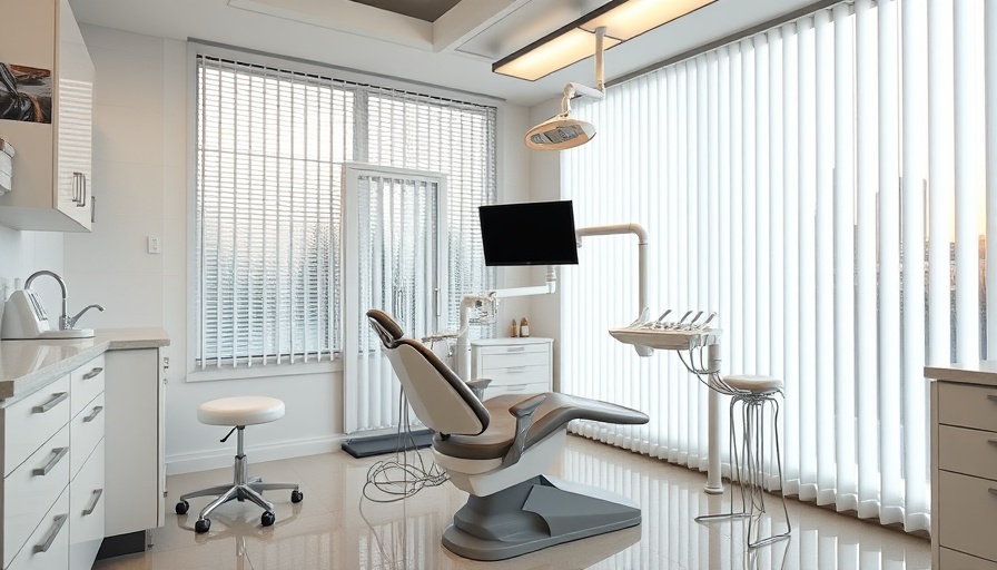Empty dental office with modern chair, illustrating dental health impact.