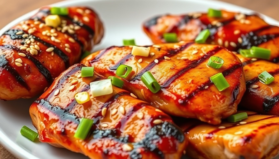 Grilled chicken with sesame seeds and green onions