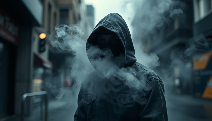 Teen drug use and mental health concept with smoke-shrouded figure.